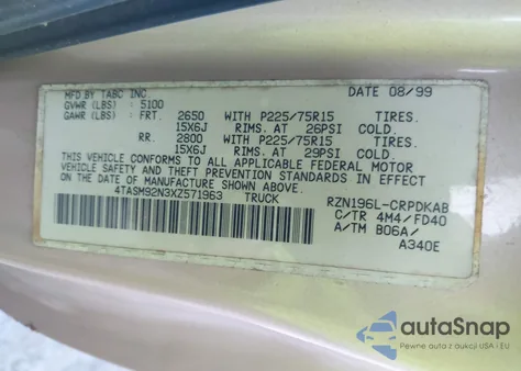 1999 Toyota Tacoma Prerunner из США, поврежденный, VIN 4TASM92N3XZ571963